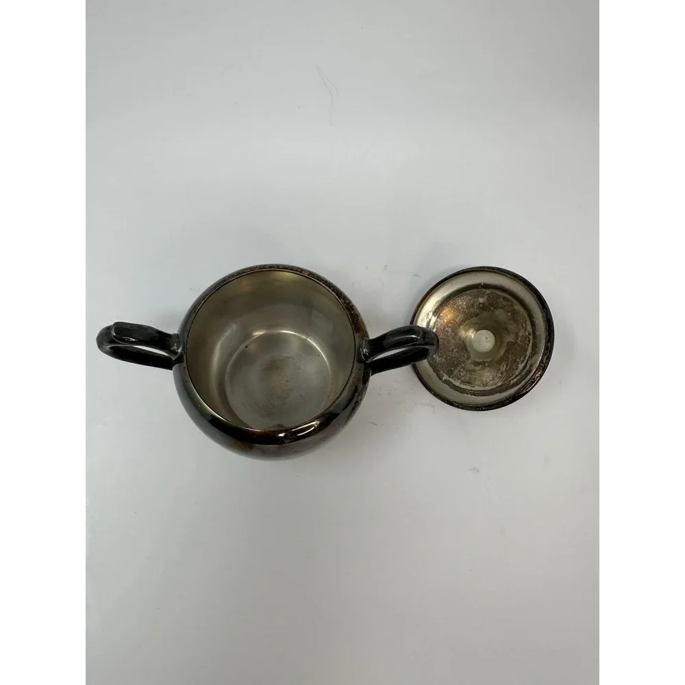 F.B. Rogers Silver Co. 1883 Silver on Copper Sugar Bowl and Creamer Set